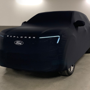 Premium zaščitna prevleka črna z belim Fordovim ovalom in logotipom Explorer